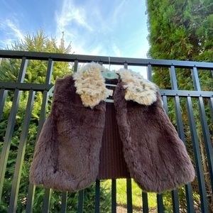 🐇🦋Deep chocolate Genuine Rabbit crop. Silk lined